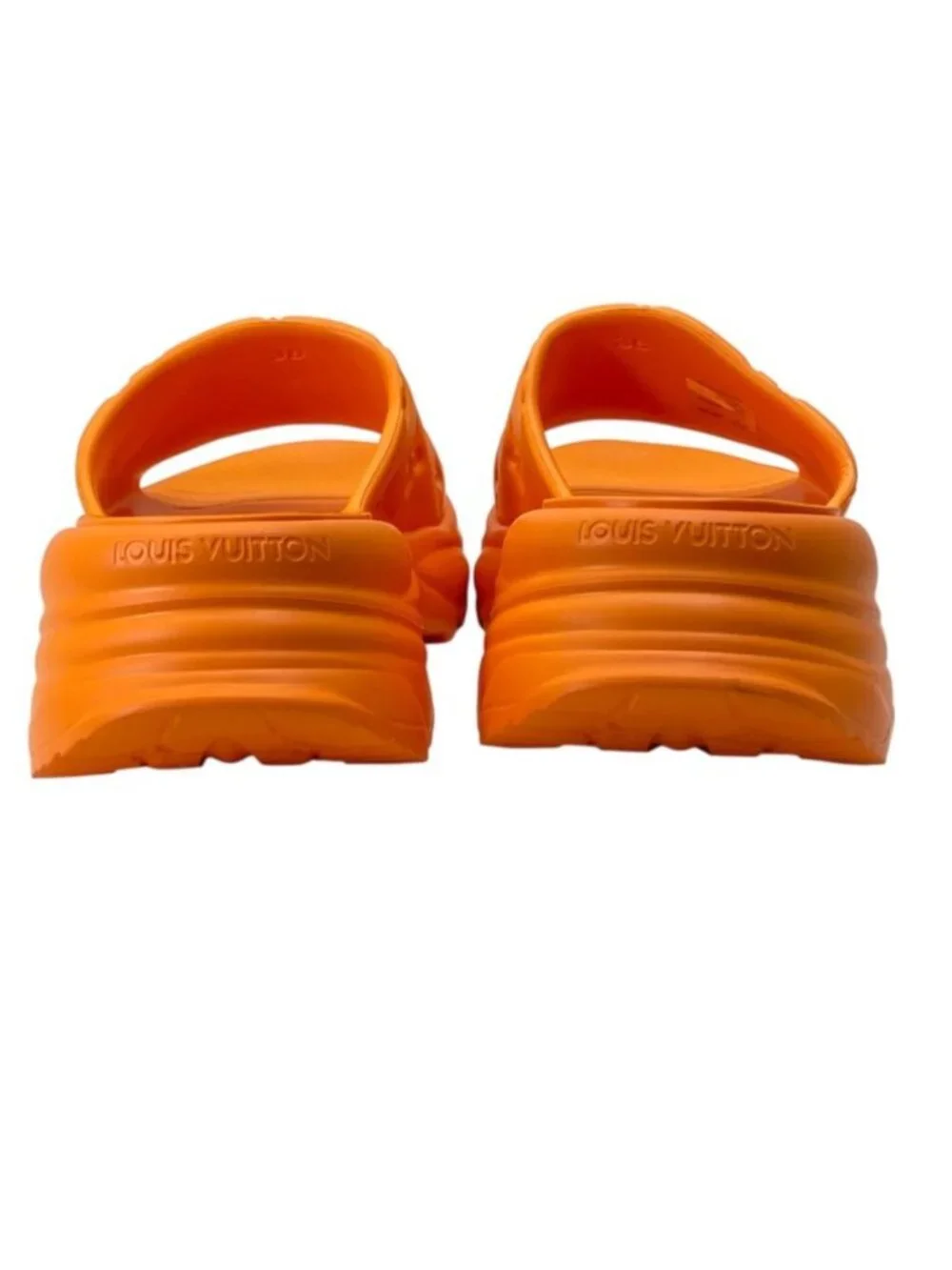 Louis Vuitton Pool 55 Line Sandals Monogram Embossed Rubber Orange